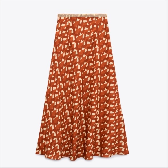 ZARA Orange Yellow Cream Beaded Maxi Skirt Size Small - Picture 8 of 16